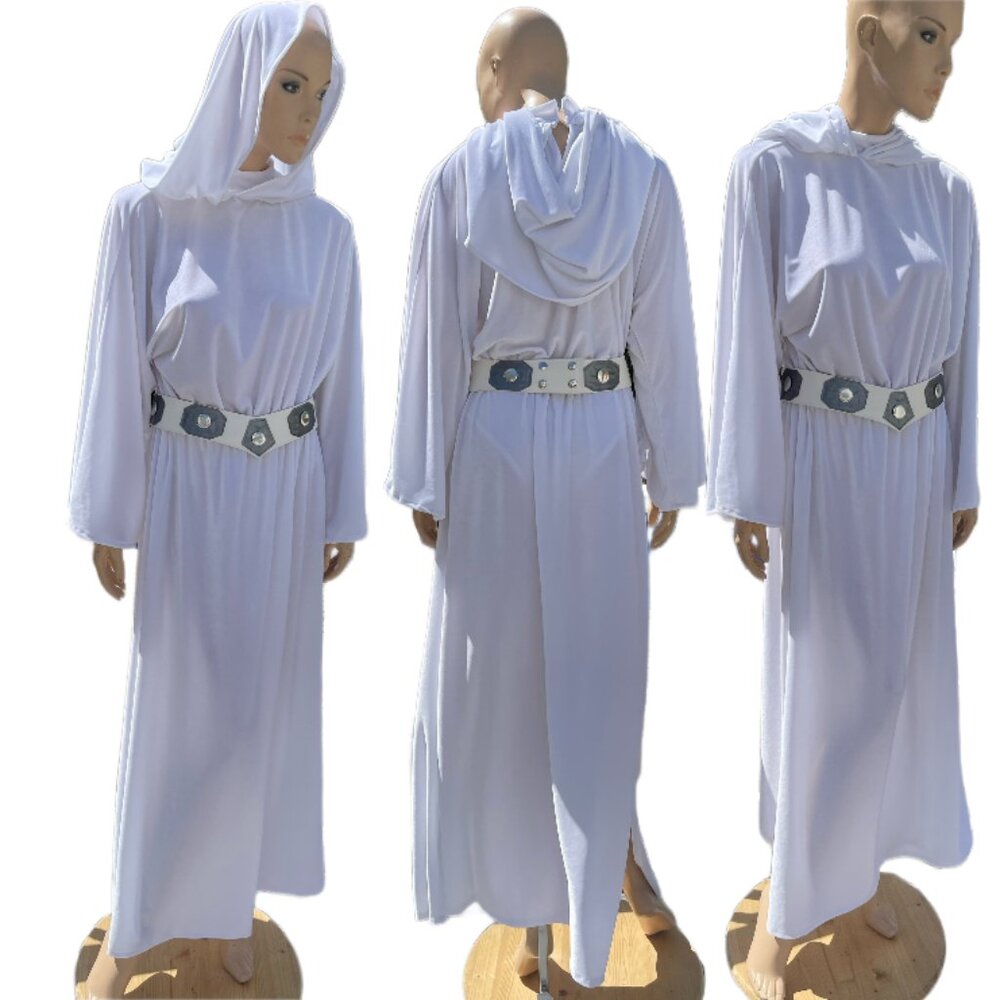 Princess Leia from Star wars Cosplay Costume Dress Robe with Leather Belt